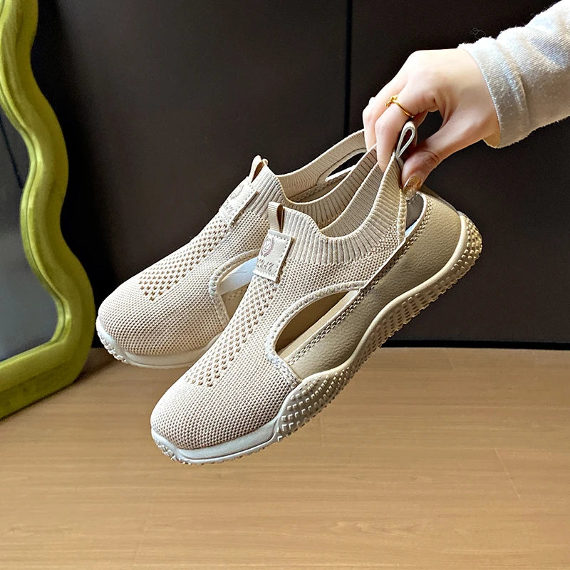 New Summer Trendy Mesh Sandals Hollow Breathable Casual Board Shoes Thick Sole Versatile Womens Vul 3