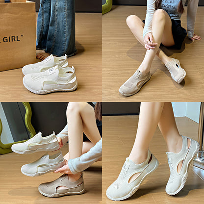 New Summer Trendy Mesh Sandals Hollow Breathable Casual Board Shoes Thick Sole Versatile Womens Vul 1