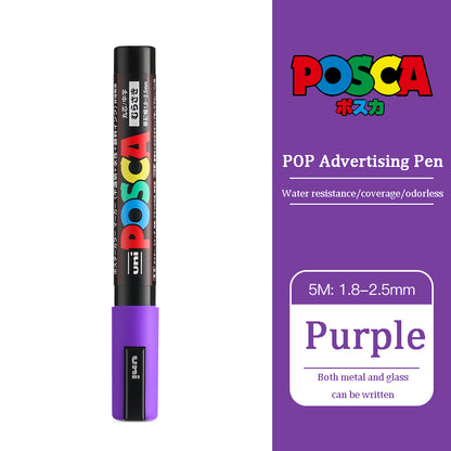 Uni Posca Acrylic Marker, PC 5M rotulador permanente, Paint Marker, POP Poster, Graffiti, Metal, Glass, Rock, Ceramics