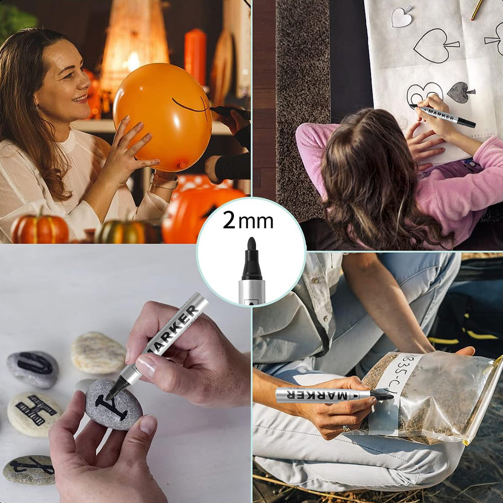 Permanent Art Marker Pen Fine Point Waterproof Ink ThinCrude Color Marker Pens Black Blue Red Ink 2 2