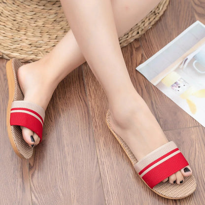 Lightweight Summer Women Slippers AntiSlip Indoor Linen Slippers Home Soft Shoes Comfortable Breath 4