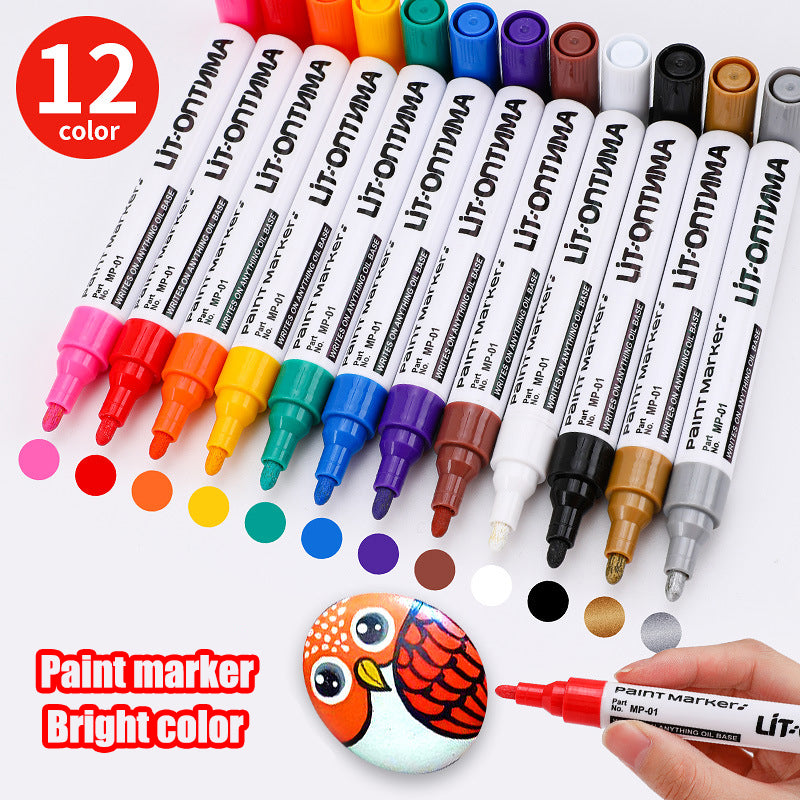12color Waterproof Paint Marker for Car Paint Wood Ceramics Tires Shoes Metal Paint Mending Pen
