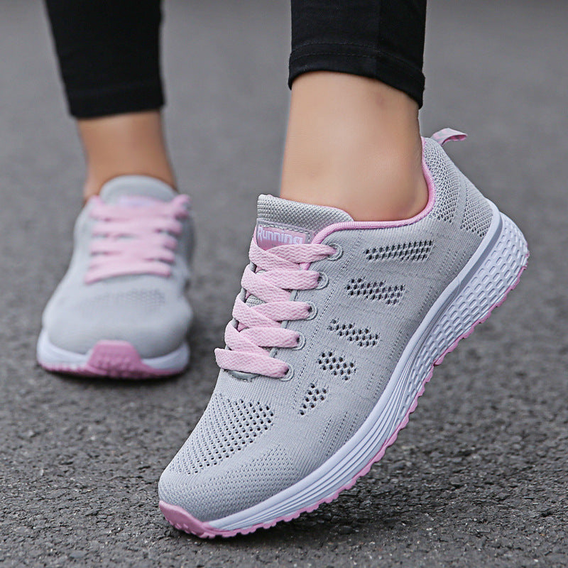 Fashion Women Casual Shoes Breathable Mesh Flat Sneakers Gym Vulcanized Shoes White Female Walking  1
