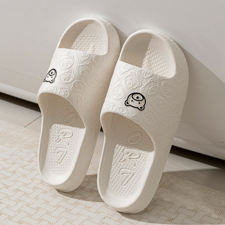 Printting Cute Bear Women Slippers, Indoor Summer Soft Cartoon Sandals, Anti-Slip Bathroom Comfy Outdoor Leisure Shoes