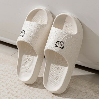 Printting Cute Bear Women Slippers, Indoor Summer Soft Cartoon Sandals, Anti-Slip Bathroom Comfy Outdoor Leisure Shoes