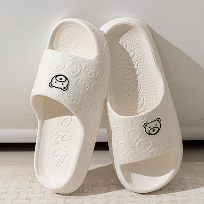 Printting Cute Bear Women Slippers, Indoor Summer Soft Cartoon Sandals, Anti-Slip Bathroom Comfy Outdoor Leisure Shoes