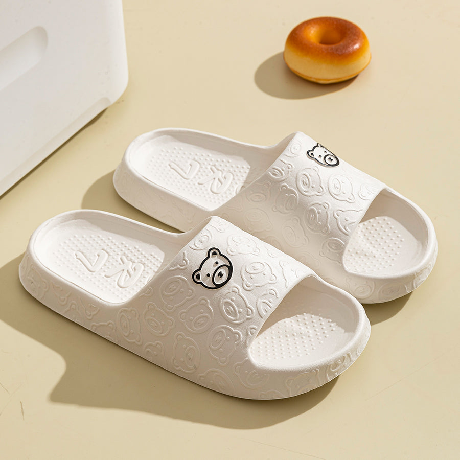 Printting Cute Bear Women Slippers, Indoor Summer Soft Cartoon Sandals, Anti-Slip Bathroom Comfy Outdoor Leisure Shoes