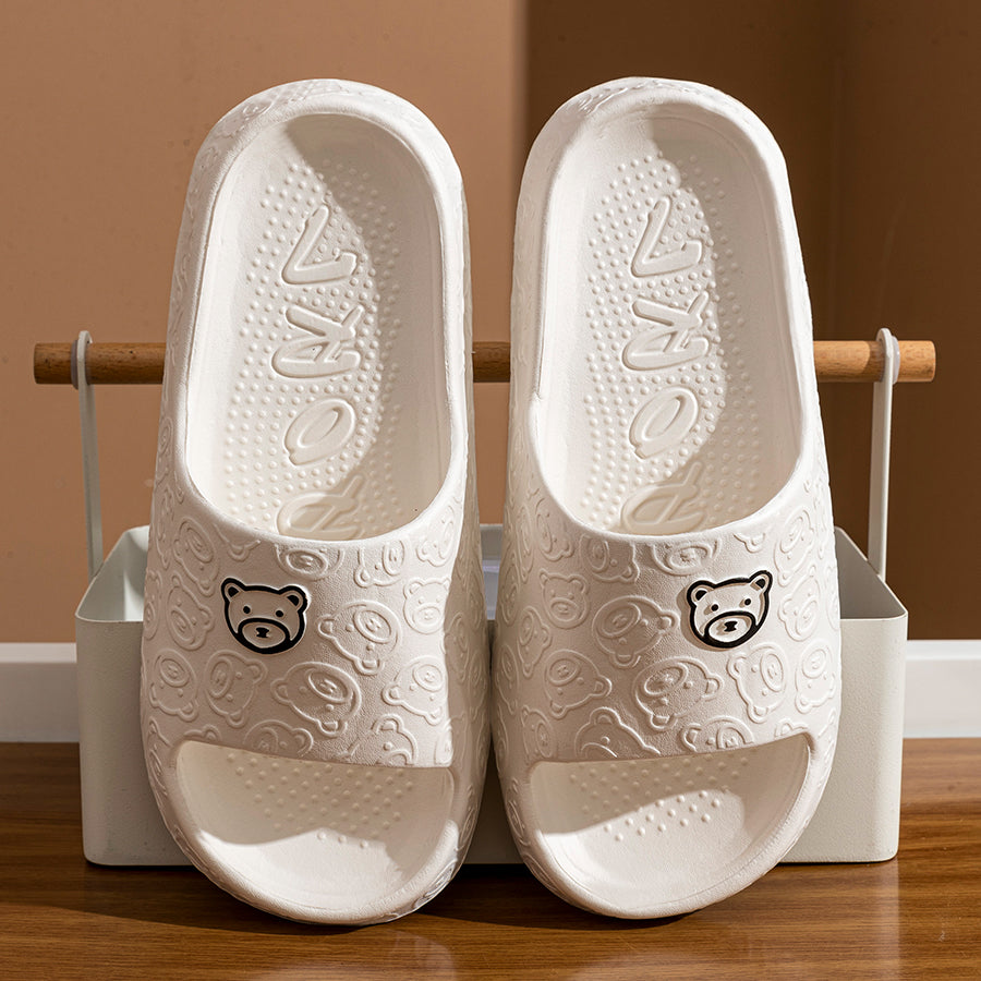Printting Cute Bear Women Slippers, Indoor Summer Soft Cartoon Sandals, Anti-Slip Bathroom Comfy Outdoor Leisure Shoes