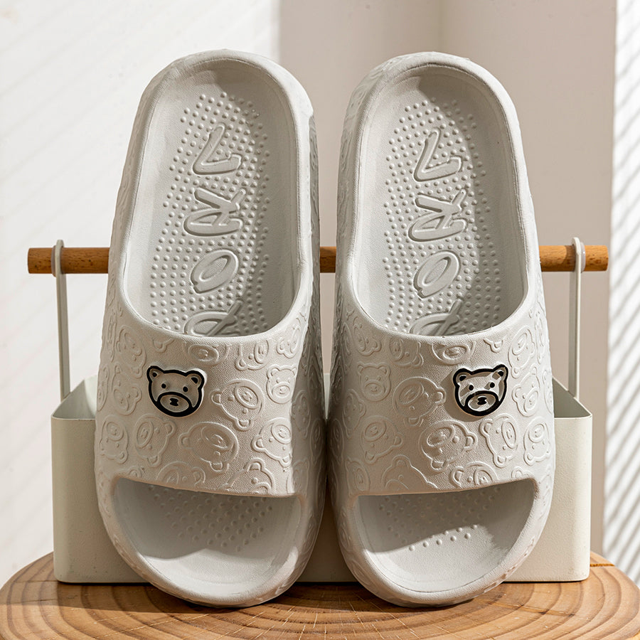 Printting Cute Bear Women Slippers, Indoor Summer Soft Cartoon Sandals, Anti-Slip Bathroom Comfy Outdoor Leisure Shoes