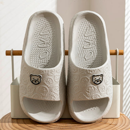 Printting Cute Bear Women Slippers, Indoor Summer Soft Cartoon Sandals, Anti-Slip Bathroom Comfy Outdoor Leisure Shoes