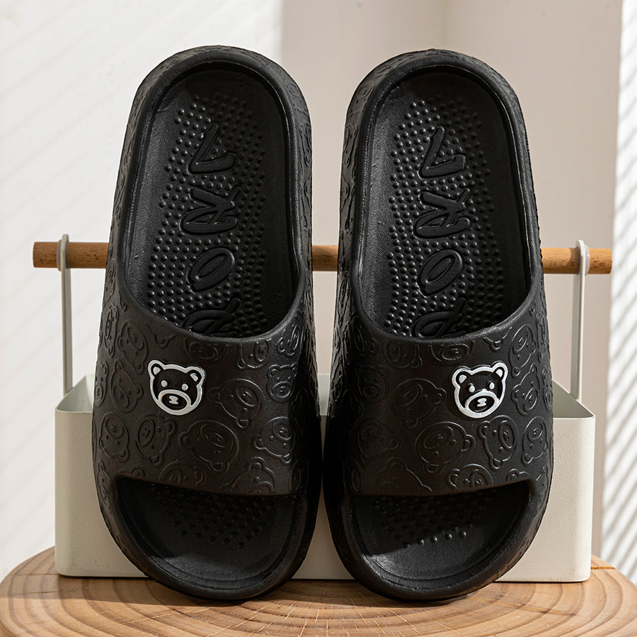 Printting Cute Bear Women Slippers, Indoor Summer Soft Cartoon Sandals, Anti-Slip Bathroom Comfy Outdoor Leisure Shoes