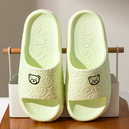 Printting Cute Bear Women Slippers, Indoor Summer Soft Cartoon Sandals, Anti-Slip Bathroom Comfy Outdoor Leisure Shoes