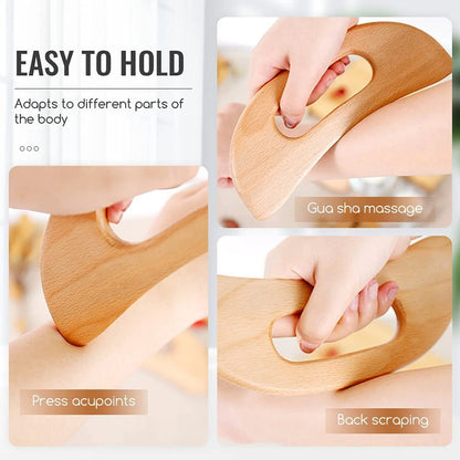 Body Guasha Tool, Wooden Cellulite Massager, Lymphatic Drainage Massager, Back Massage Tool Relieve Muscle Fatigue
