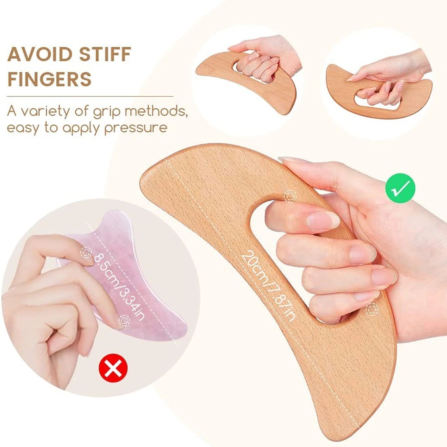 Body Guasha Tool, Wooden Cellulite Massager, Lymphatic Drainage Massager, Back Massage Tool Relieve Muscle Fatigue