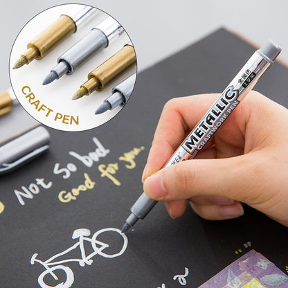 Waterproof Permanent Metallic Acrylic Pen Gold Silver Highlighter Marker for DIY Painting Back to School Supplies