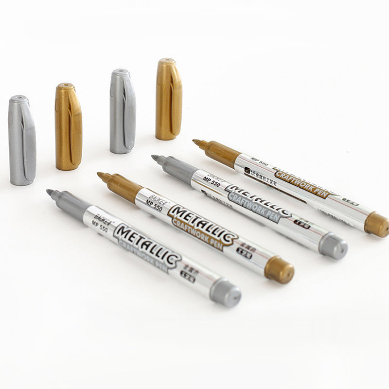 Waterproof Permanent Metallic Acrylic Pen Gold Silver Highlighter Marker For DIY Painting Back To S 4