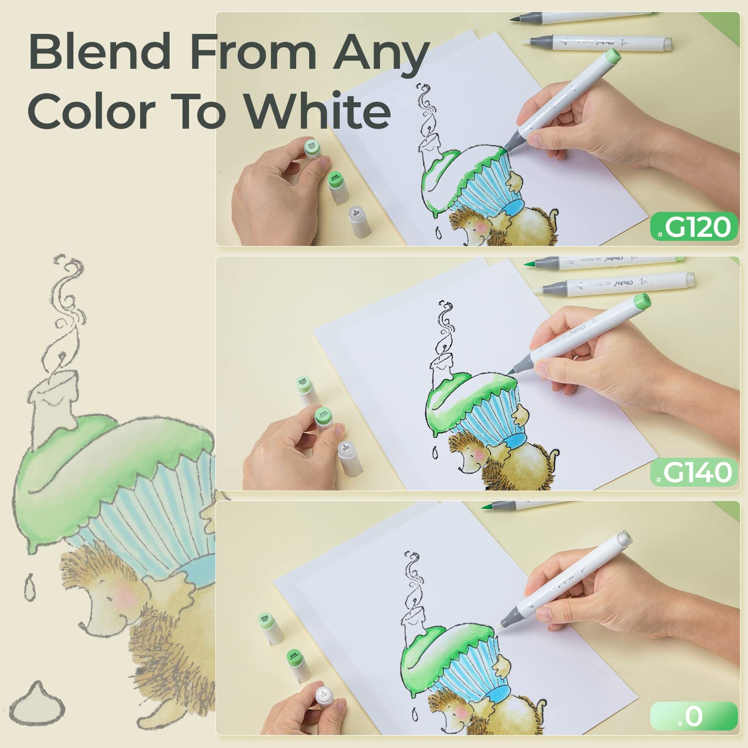 Colorless Blender Pack of 6 Clear Blender Markers Alcohol Based Ink No.0 Highlights Textures Eraser