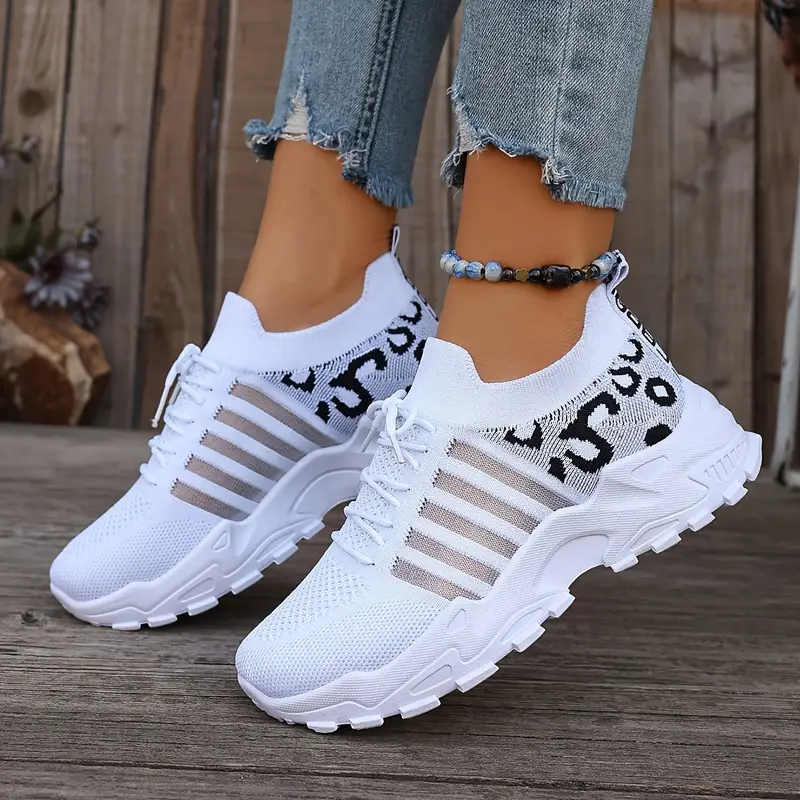 Lightweight and Breathable Women's Casual Sneakers, Shoes Woman, Leopard Print Fashion Sneakers, Womens Shoes Sale