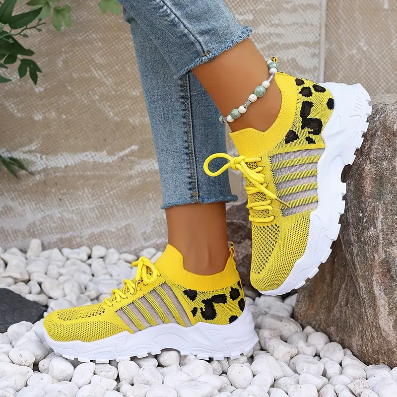 Lightweight and Breathable Women's Casual Sneakers, Shoes Woman, Leopard Print Fashion Sneakers, Womens Shoes Sale