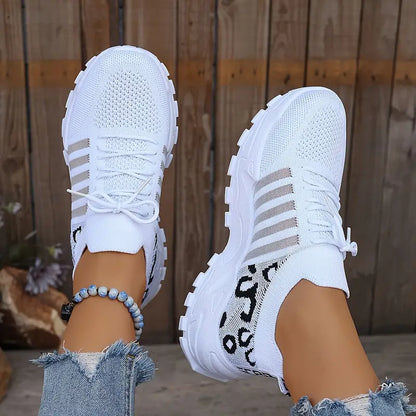 Lightweight and Breathable Women's Casual Sneakers, Shoes Woman, Leopard Print Fashion Sneakers, Womens Shoes Sale