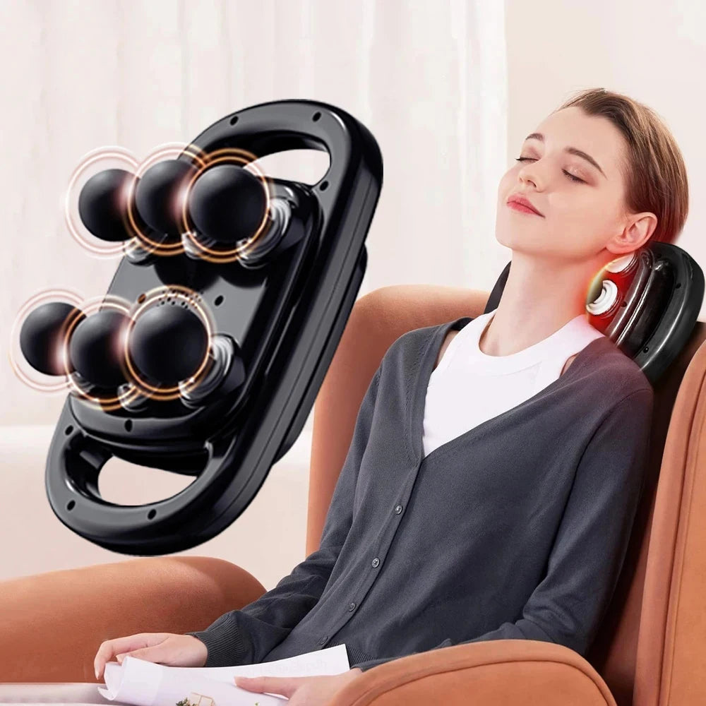 Deep Tissue Percussion Massage Gun, 6 Head Muscle Relief, Neck, Cervical Spine, Full Body Massager
