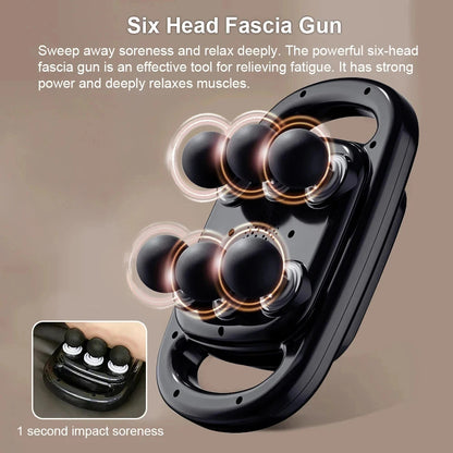 Deep Tissue Percussion Massage Gun, 6 Head Muscle Relief, Neck, Cervical Spine, Full Body Massager