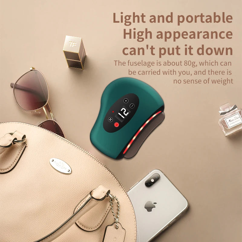 Eye Massager Stone Heating, Electric Guasha Massager, Hot Compress, Vibration Scraping, Neck Face Skin Lifting, Wrinkle