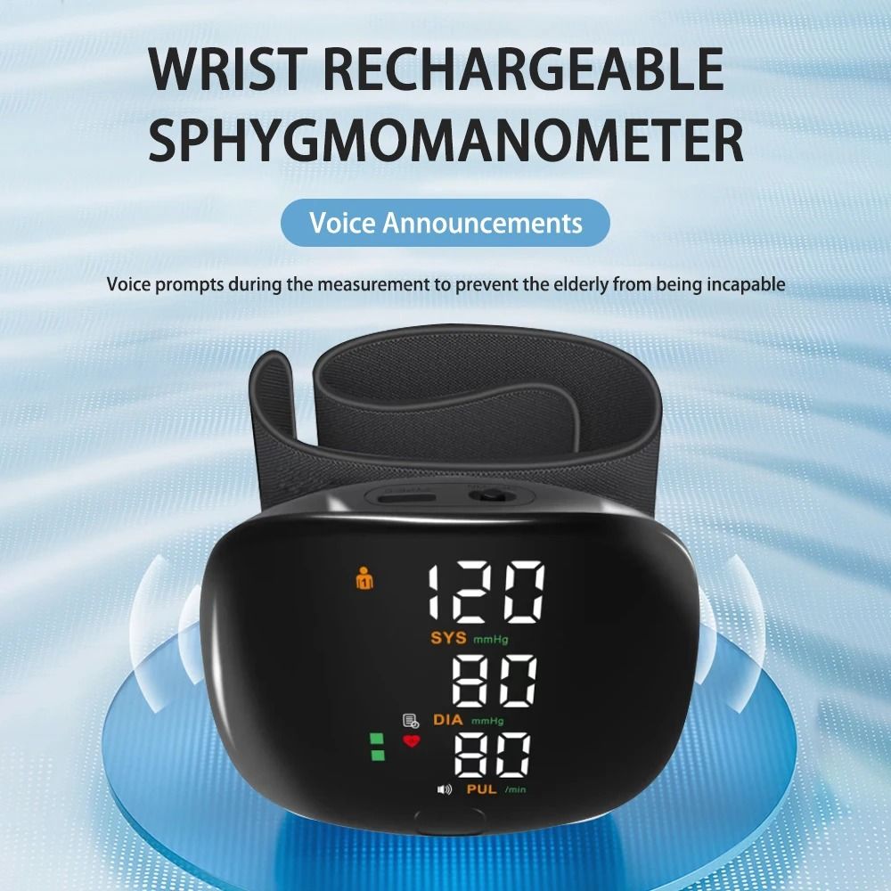Digital Wrist Blood Pressure Monitor with Voice Broadcast and Heart Rate Detection