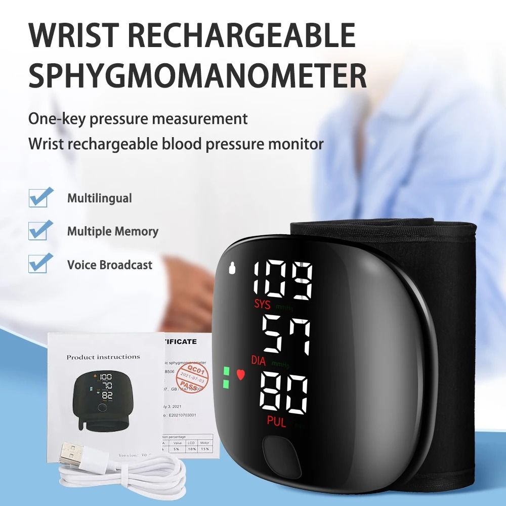 Digital Wrist Blood Pressure Monitor With Voice Broadcast And Heart Rate Detection 1