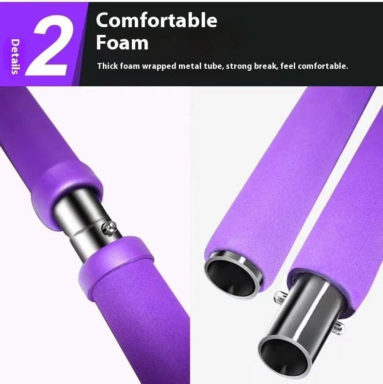Adjustable Pilates Stick With Resistance Bands For Home Workout And Yoga 3