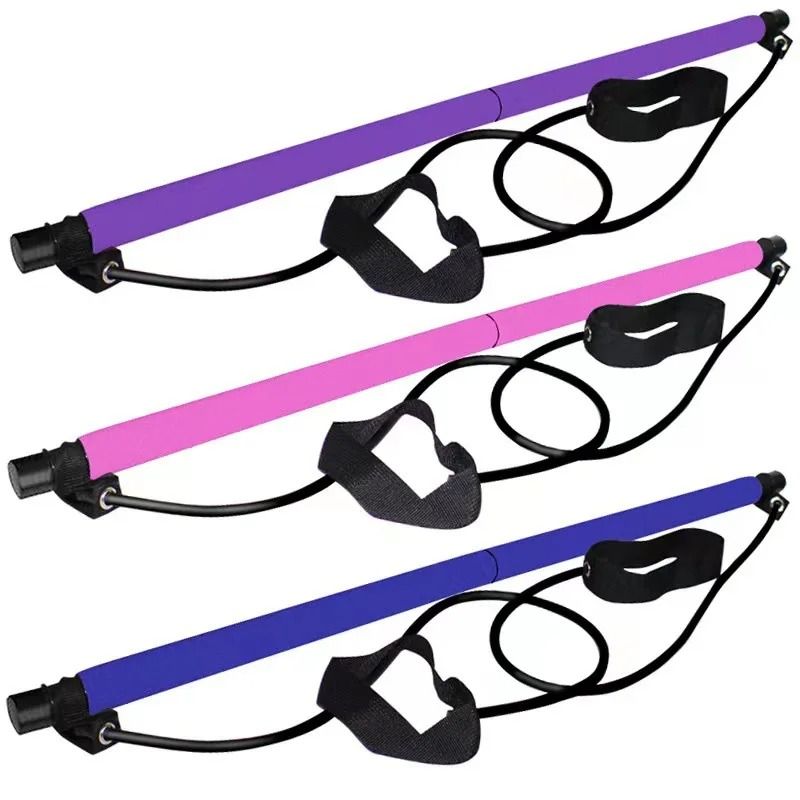 Adjustable Pilates Stick With Resistance Bands For Home Workout And Yoga 6