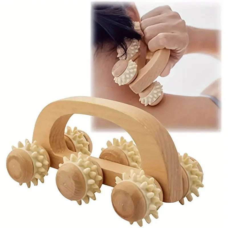 Manual Wooden Massager, Wood Back Massage Roller for Neck Leg Back Deep Tissue Muscle Relief