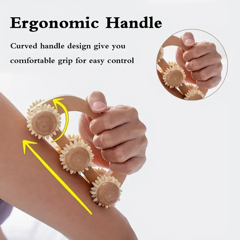 Manual Wooden Massager, Wood Back Massage Roller for Neck Leg Back Deep Tissue Muscle Relief