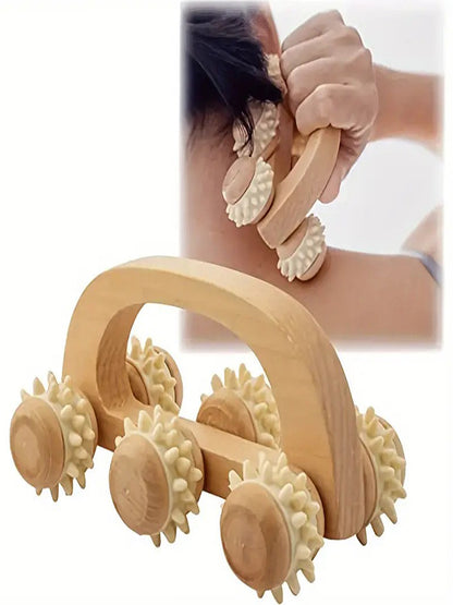 Manual Wooden Massager, Wood Back Massage Roller for Neck Leg Back Deep Tissue Muscle Relief