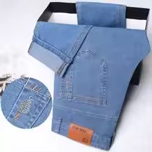 Summer Thin Elastic Waist Cotton Straight Casual Mens Pants 2