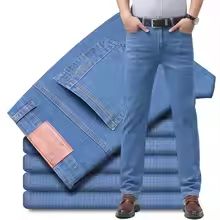 Summer Thin Elastic Waist Cotton Straight Casual Mens Pants 6