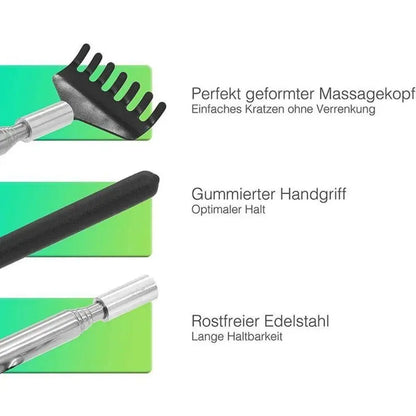 Backscratcher Massager Tool, Telescopic Stainless Steel Back Scratcher with Carrying Bag