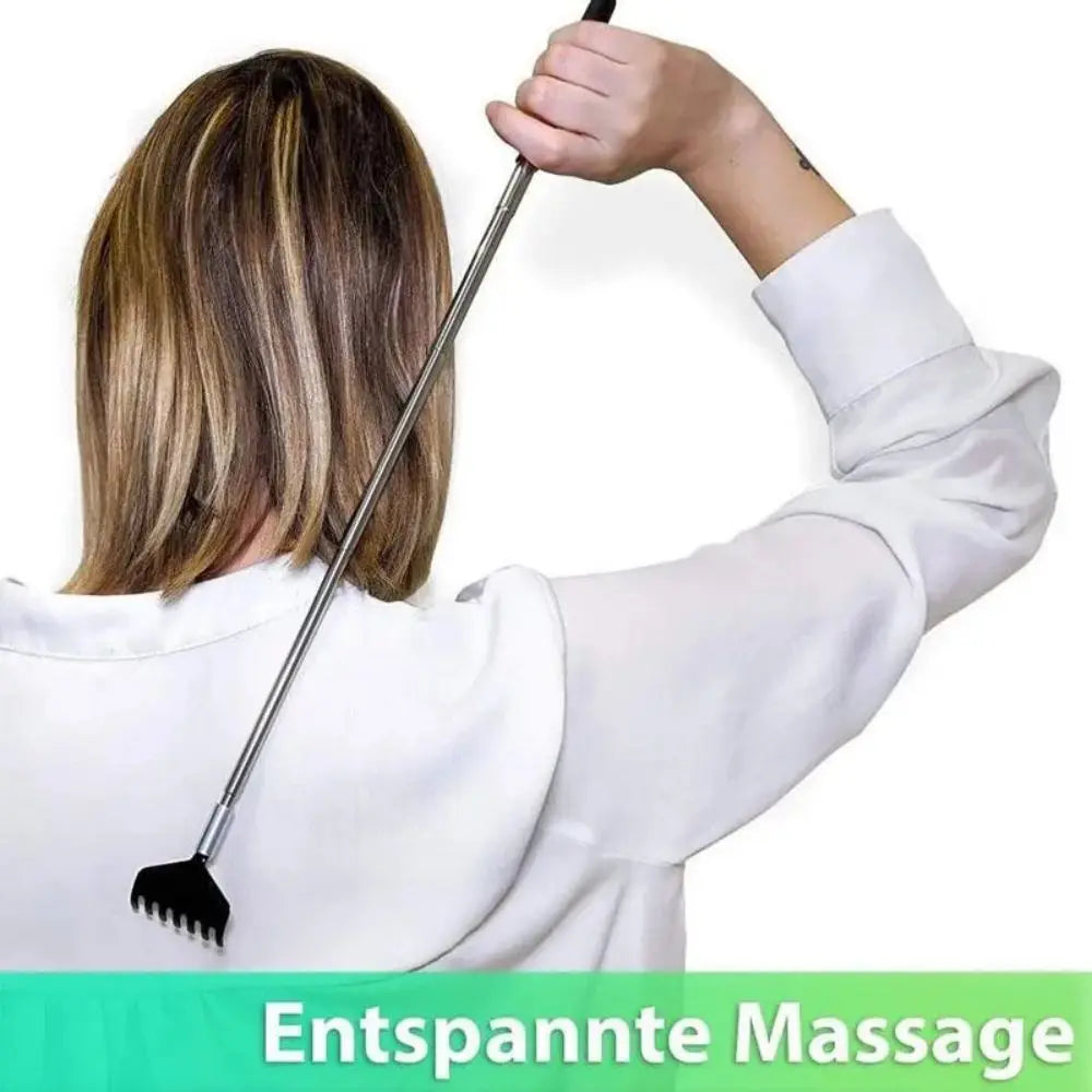 Backscratcher Massager Tool, Telescopic Stainless Steel Back Scratcher with Carrying Bag