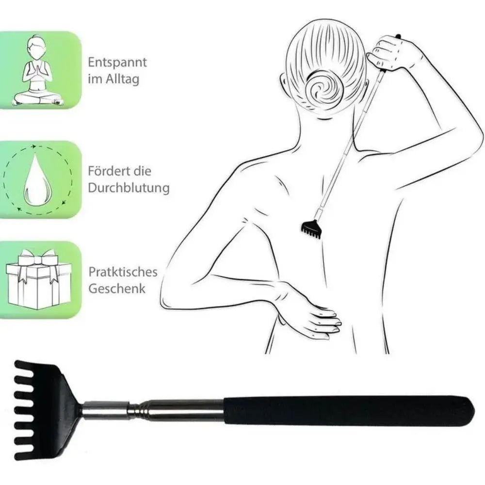 Backscratcher Massager Tool, Telescopic Stainless Steel Back Scratcher with Carrying Bag