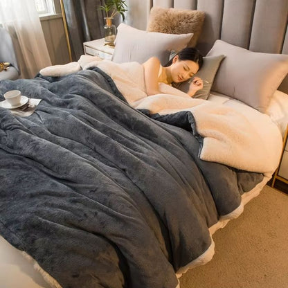 Luxury DoubleSided Wool Throw Blanket  Warm Winter Bedspread  Cozy Queen Cover 14