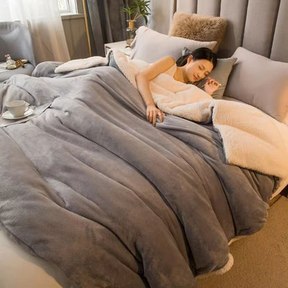 Luxury DoubleSided Wool Throw Blanket  Warm Winter Bedspread  Cozy Queen Cover 16