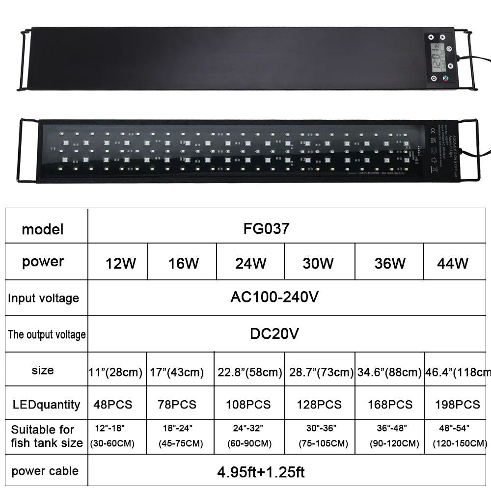 Full Spectrum Aquarium LED Light With Sunrise Sunset Cycle Waterproof Plant Growth Lamp 6
