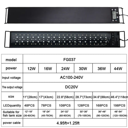 Full Spectrum Aquarium LED Light With Sunrise Sunset Cycle Waterproof Plant Growth Lamp 6