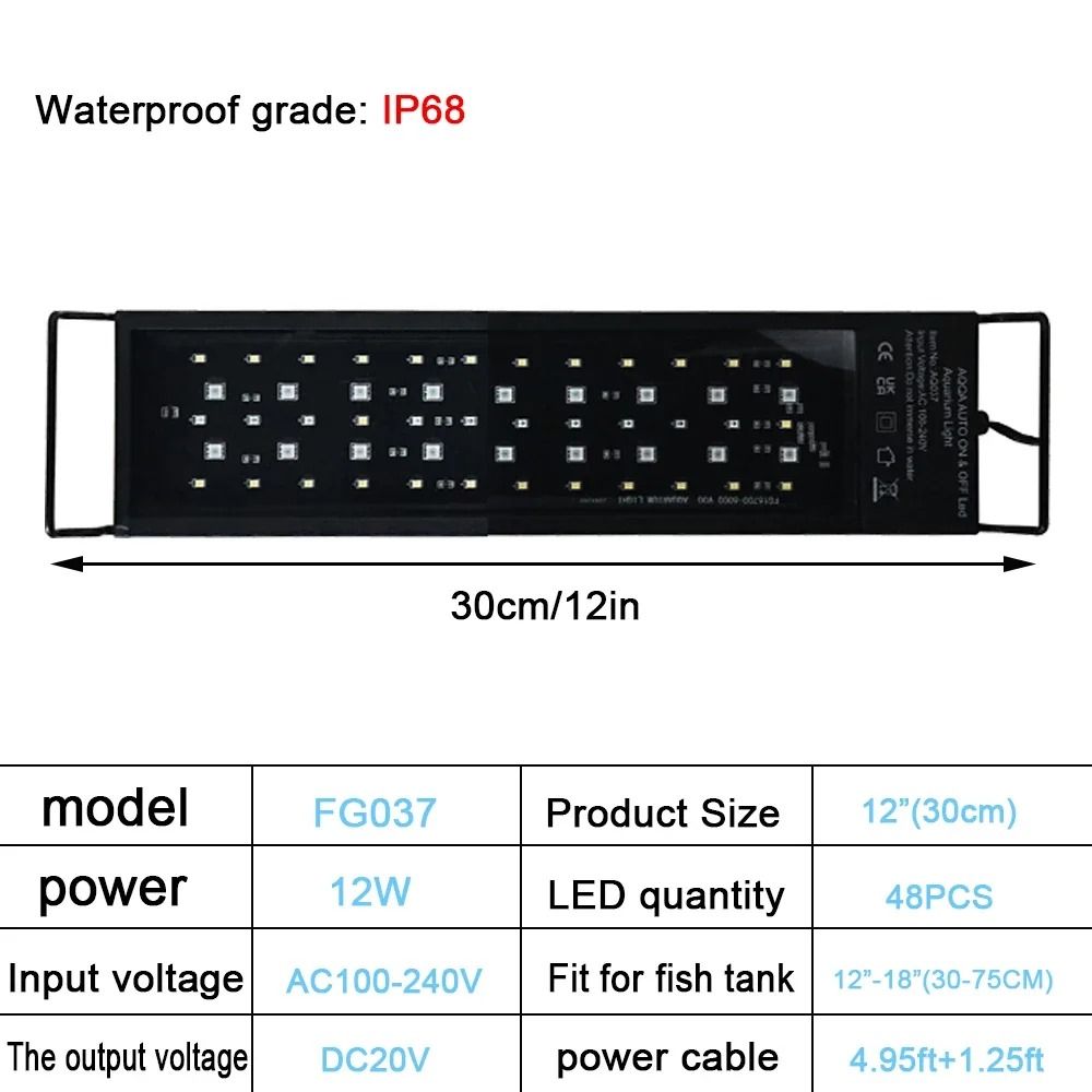 Full Spectrum Aquarium LED Light With Sunrise Sunset Cycle Waterproof Plant Growth Lamp 7