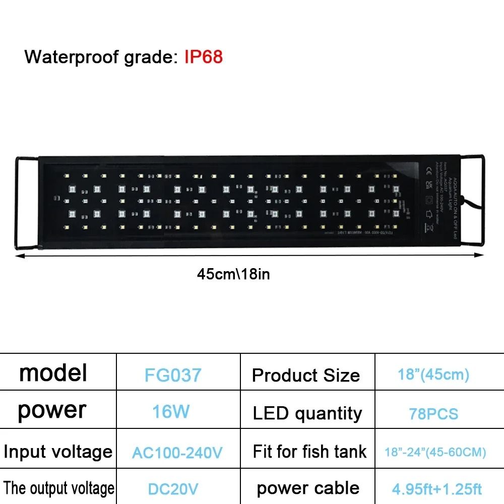 Full Spectrum Aquarium LED Light With Sunrise Sunset Cycle Waterproof Plant Growth Lamp 8
