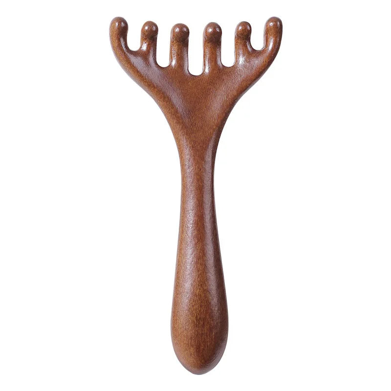 Handheld Meridian Massage Comb, Natural Five-Claw Scalp Massage Device, Spa Gua Sha Tool, Back Scratching, Hair Care