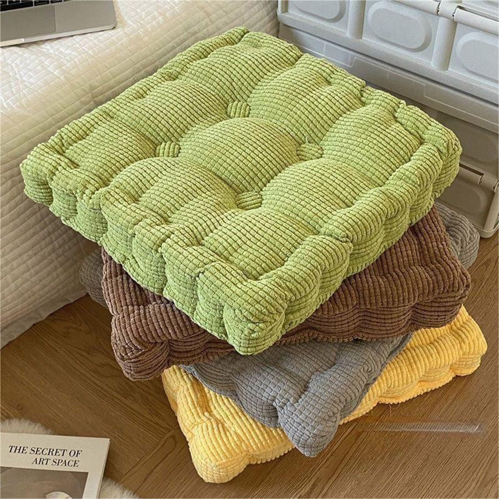 Solid Tufted Thick Pad Floor Cushion, 40cm Square Meditation & Yoga Pillow for Comfortable Floor Seating, Balcony Chair