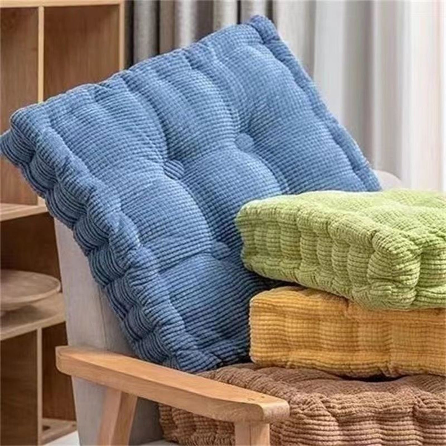 Solid Tufted Thick Pad Floor Cushion, 40cm Square Meditation & Yoga Pillow for Comfortable Floor Seating, Balcony Chair