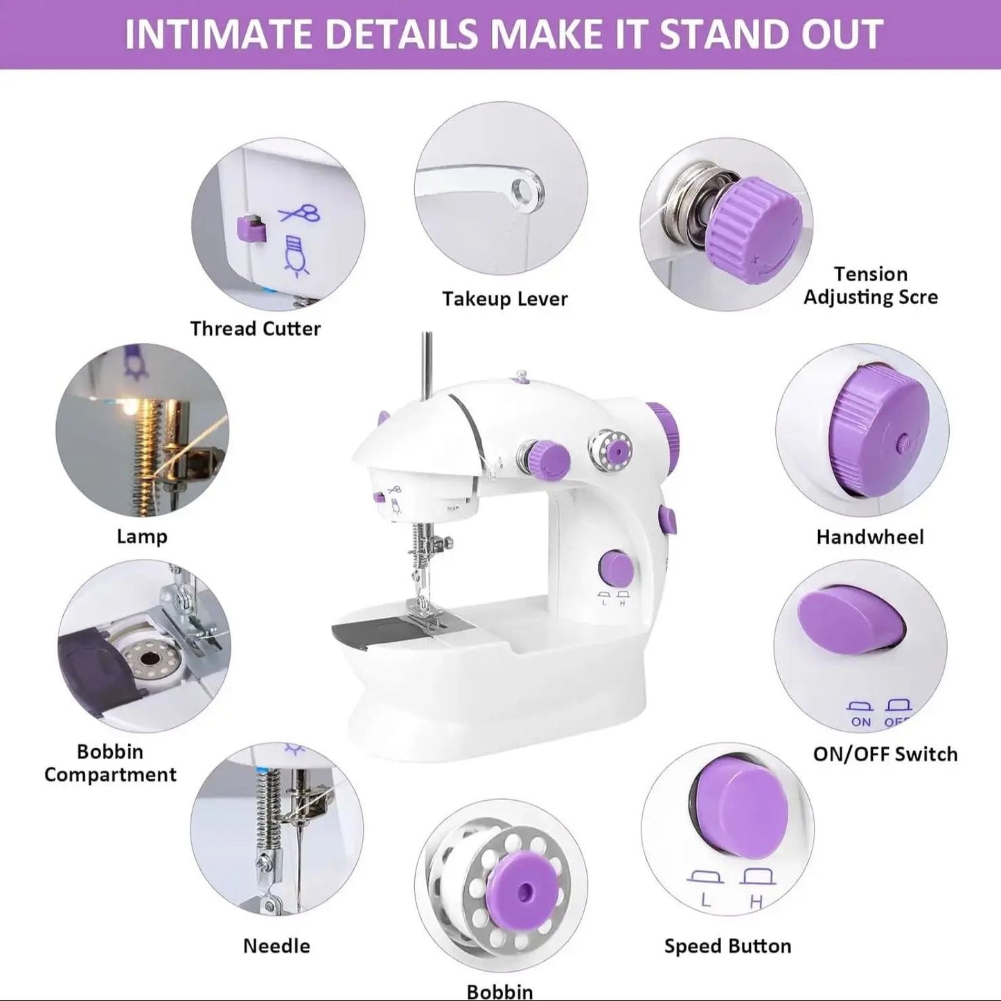 Portable Household Sewing Machine With Light And Speed Control For Beginner DIY Projects 3