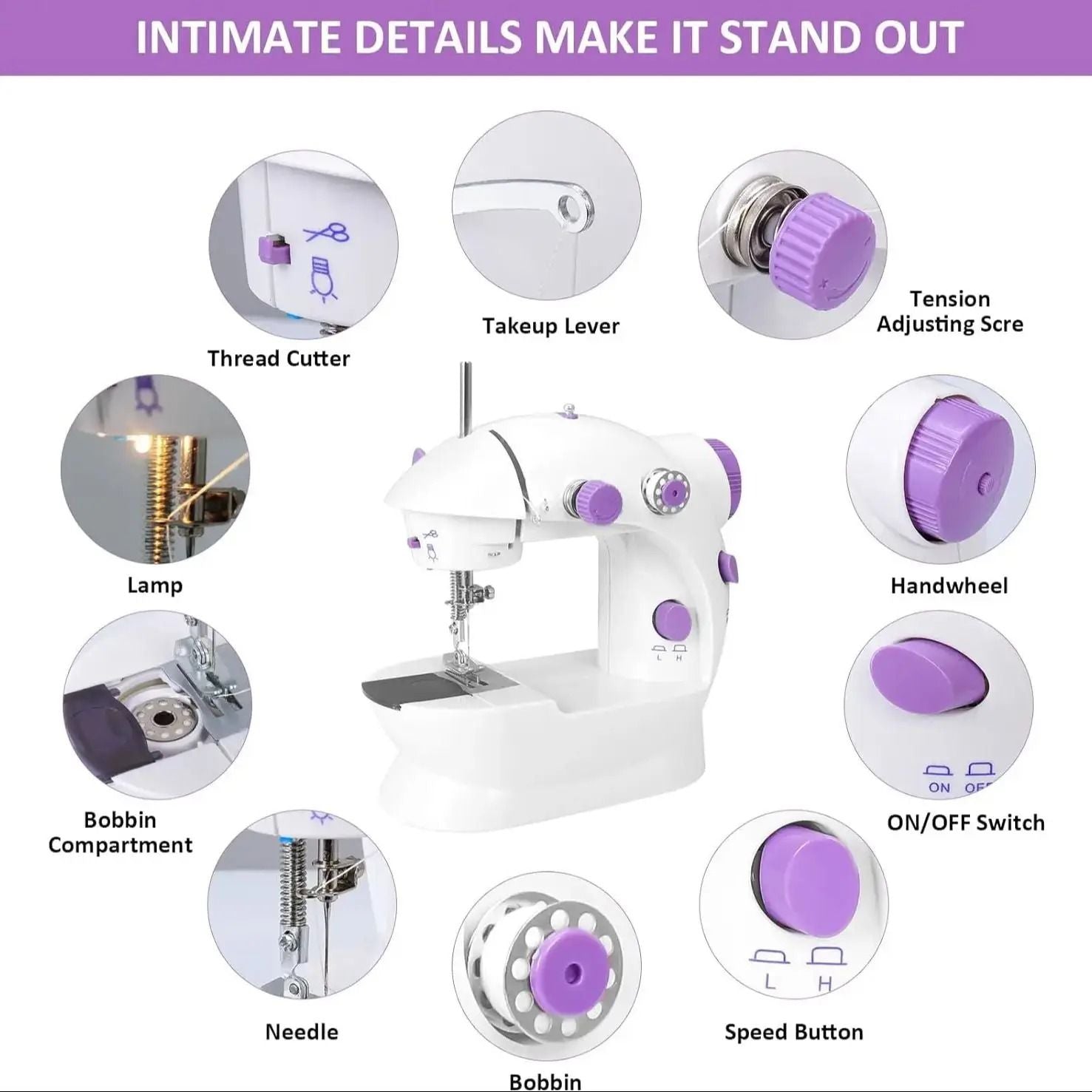 Portable Household Sewing Machine With Light And Speed Control For Beginner DIY Projects 3